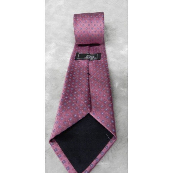 Men's Vintage John Henry Pink Geometric Dot Necktie - Picture 4 of 4